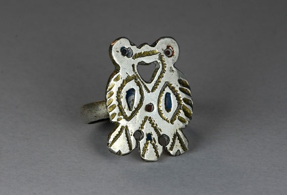 Rare antique large berber silver birds ring - image 4