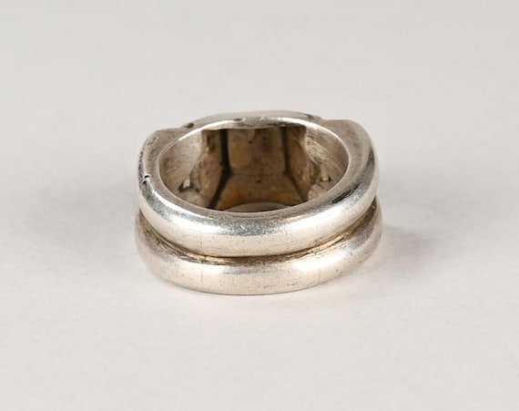 Solid silver berber ring with engraved spiral - image 5