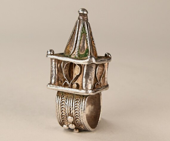 Antique Berber solid silver Hair ring - image 5