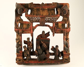 アンティーク中国製ローズウッドパネル、牛骨象嵌彫刻、1920年代の室内