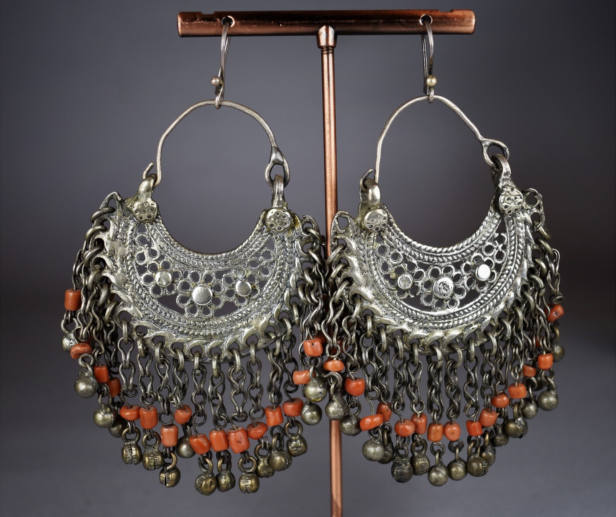Silver coral earrings deals