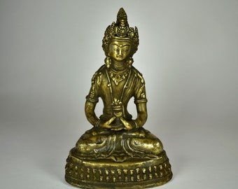 Escultura antiga em bronze - Amitayus