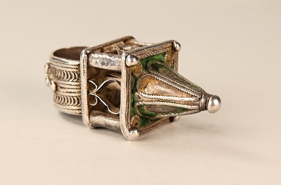 Antique Berber solid silver Hair ring - image 2