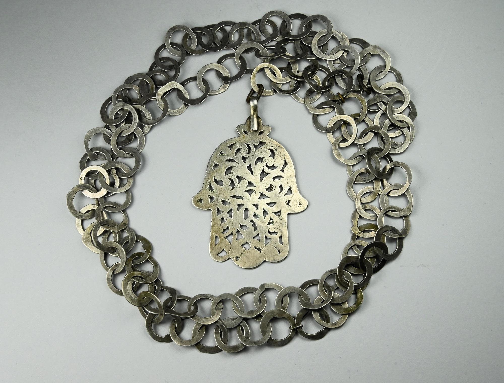 Collier Ancien En Argent Massif Traditionnel - Style Choui - Occasion Bon état (usures Visibles) - Bijou Ethnique
