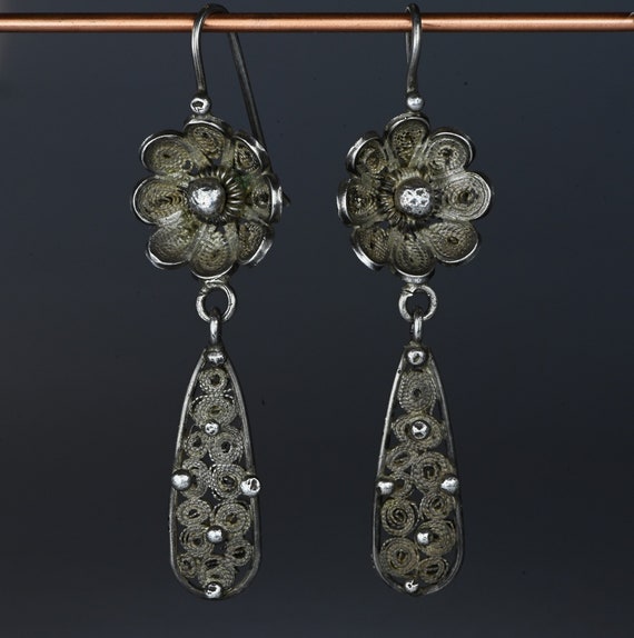 Beautiful filigree silver earrings - Berber filig… - image 3