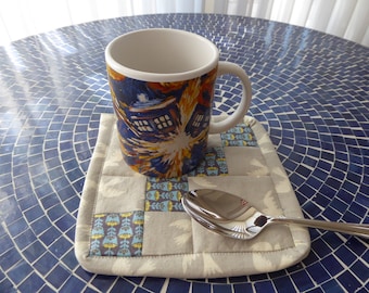 Gray Birds Quilted Mug Rug