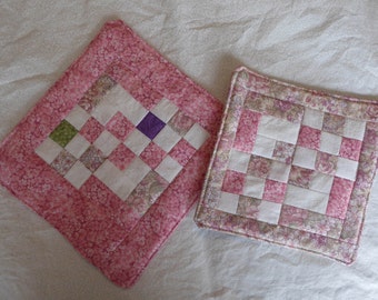 Pink Quilted Pot Holders (2)