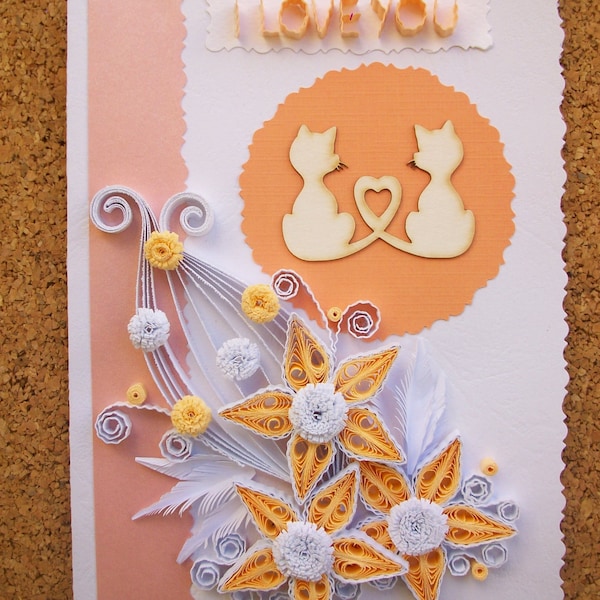 Birthday card, Valentines greeting card, Handmade card, Greeting card, Love quilling card, Quilled card,Handmade Love card