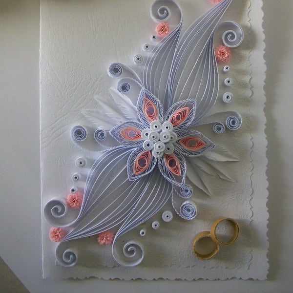 Quilled wedding congratulations card, Anniversary handmade card, Wedding greeting card, Greeting card, Handmade Wedding Card, Quilling card