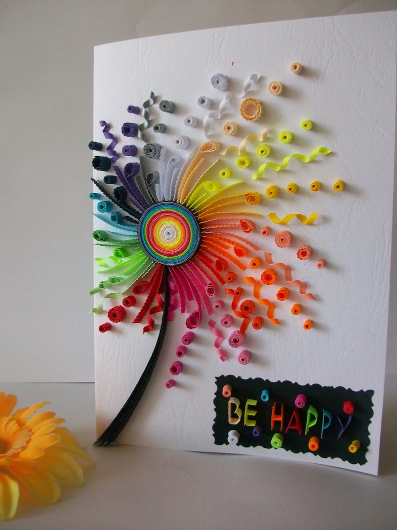 Birthday card Quilling card Quilled Birthday Card Paper Etsy