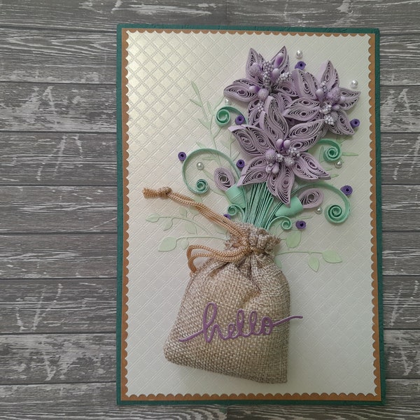 Mothers Day Card, Birthday Cards For Her, Personalized Thank You Cards, Farewell Gift, Quilling Cards, Birth Month Flower, Modern Art