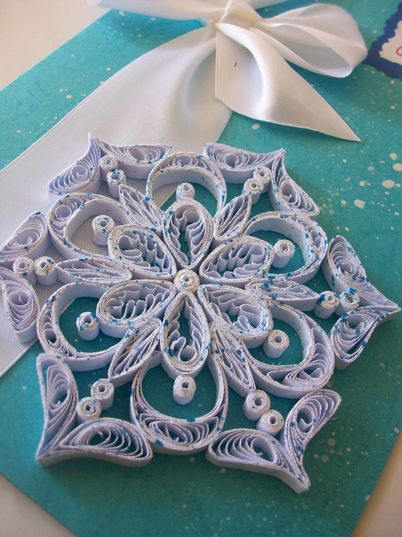 Handmade 3D Christmas card Seasonal greeting card Quilling card Greeting Cristmas card Handmade Quilled Card with Snowflake Xmas card
