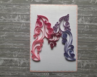 Cartes de voeux faites main, cartes d'anniversaire pour elle, monogramme, art quilling, cartes de visite, 16e anniversaire, nom personnalisé, art contemporain