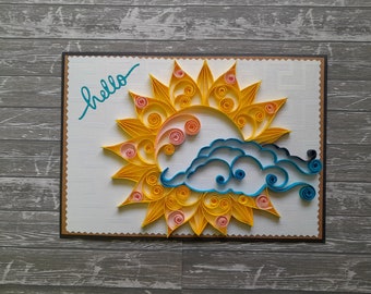 Cute birthday card, Hello summer, Quilling, You are my sunshine, Sympathy card, Pop up Mothers Day card, Cancer survivor gift, Artwork