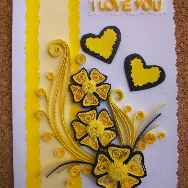 Birthday card, Valentines greeting card, Handmade card, Greeting card, Love quilling card, Quilled card,Handmade Love card, Heart card