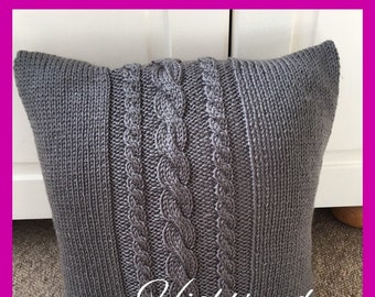 Hand knit cable cushion cover