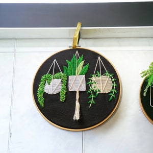 Hand embroidered plant wall hanging