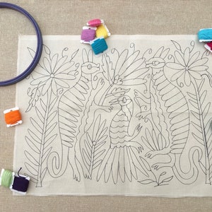Hand Embroidery Kit, Animal Embroidery Kit, DIY Craft Project, Mexican Embroidery Pattern, Otomi, Satin Stitch, Modern Needlework, Wall Art