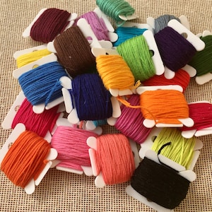 25 Embroidery Floss Bobbins, Set of Skeins, Needlework Threads, Cotton Floss, Cross Stitch Thread, Six Strand Thread, Lots of Colors
