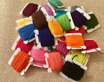 25 Embroidery Floss Bobbins, Set of Skeins, Needlework Threads, Cotton Floss, Cross Stitch Thread, Six Strand Thread, Lots of Colors