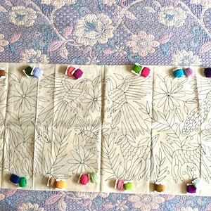 Large Mexican Table Runner Embroidery Kit, Otomi Embroidery Pack, Ready to Embroider, Full Kit, Stamped Embroidery, Modern Adult Craft, DIY