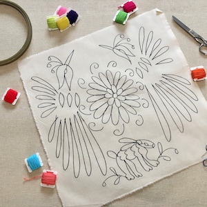 Mexican Decor Embroidery Kit, Otomi Embroidery, Adult Craft Kit, DIY Embroidery, Embroidery Pattern, Otomi Pillow Cover, Otomi Art