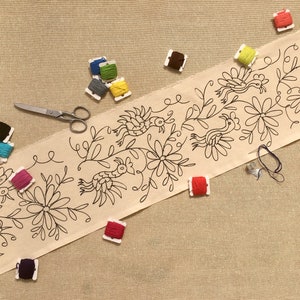 Mexican Table Runner Embroidery Kit, Otomi Embroidery Pack, Ready to Embroider, Full Kit, Stamped Embroidery, Modern Adult Craft, DIY Kit