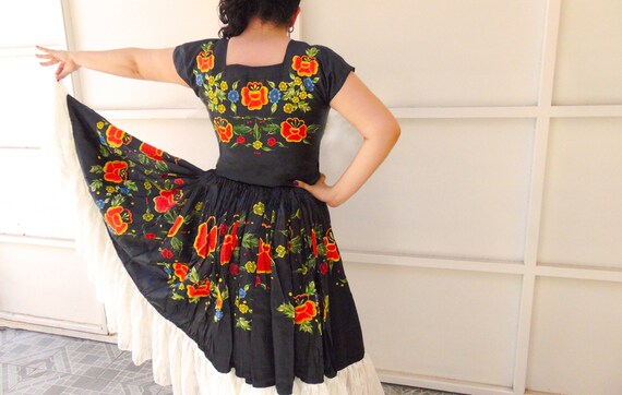 Mexican violet dress Oxacan dress Huipil tunic MExican dress
