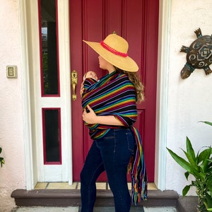 Portador de bebé XL, envoltura de bebé para llevar, cabestrillo de Rebozo tejido mexicano, regalo de ducha de bebé, regalo de bebé nuevo, decoración de México, accesorios de fotografía, negro