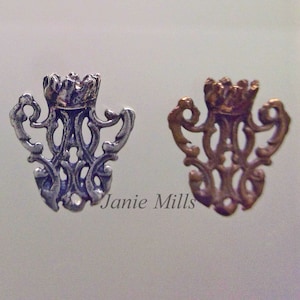 Rosary Center Link Ave Maria with Crown Sterling Silver or Bronze