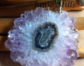Amethyst Stalactite Slice Pendant