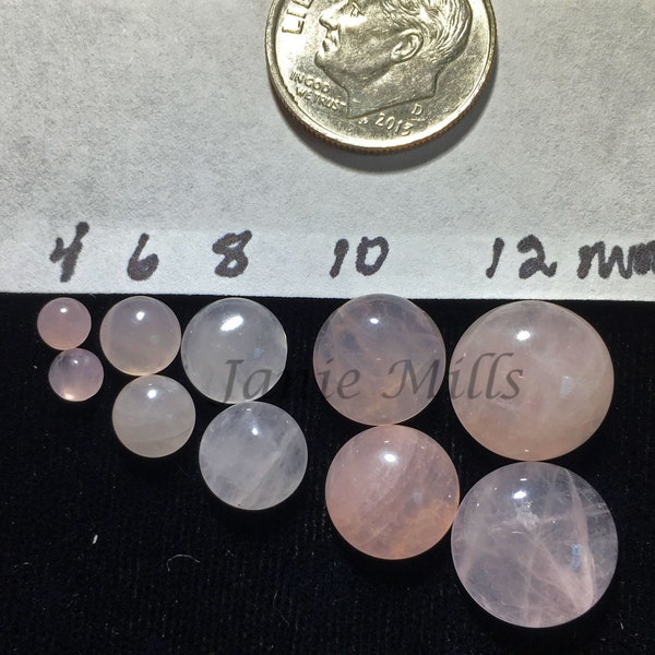 Rose Quartz cabochon round 4mm 6mm 8mm 10mm 12mm 14mm or 15mm