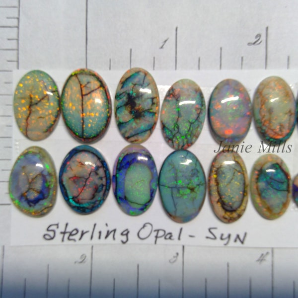 Sterling Opal Cabujon Opción Sintética