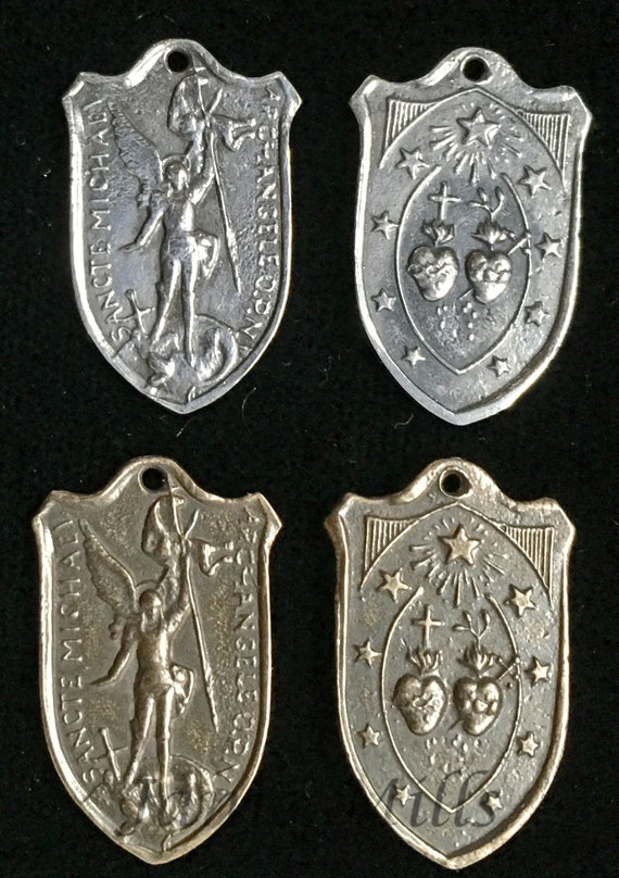 St Michael Archangel Medal Shield Charm Pendant Sterling - St Michael Archangel Cross Shield Charm Silver Pendant Necklace St Michael Archangel Medal Shield Charm Pendant Sterling - St Michael Archangel Cross Shield Charm Silver Pendant Necklace