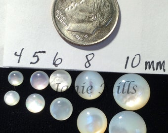 Mother of Pearl cabochons genuine 4mm, 5mm, 6mm, 8mm, 10mm, 12mm, or 15mm