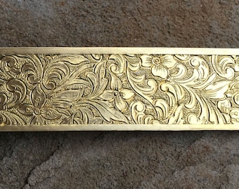 Lamp Banding Brass 1&quot; Metal Craft Floral Pattern Texture Rolling Mill
