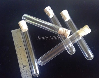 Tube container for beads 2.5 inch hard plastic with cork pkg of 8