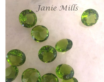 Kamień syntetyczny szlifowany peridot okrągły 3 mm 4 mm 5 mm 6 mm 8 mm 10 mm lub 15 mm