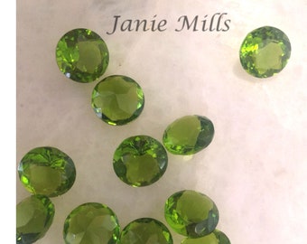 Peridot Faceted Synthetic gemstone round 3mm 4mm 5mm 6mm 8mm 10mm or 15mm