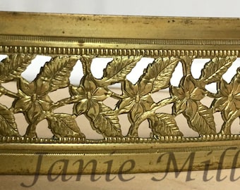 Lamp Banding Brass 1 1/4" pierced floral Leaves Metal Craft Texture for Rolling Mill