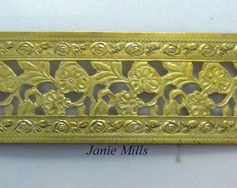 Lamp Banding Brass 1 1/2 inch Tall Pierced Floral Craft Supply Texture for Rolling Mill