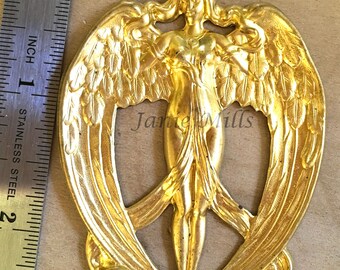 Angel Brass Stamping 2 x 2.5 inches Vintage Repousse