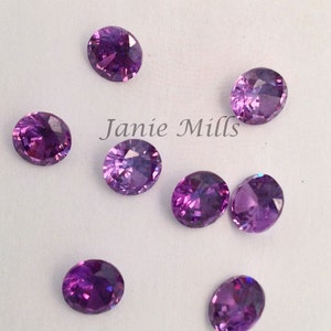 Amethyst Faceted Synthetic gemstone 3mm 4mm 5mm 6mm 8mm 10mm 12mm or 15mm round