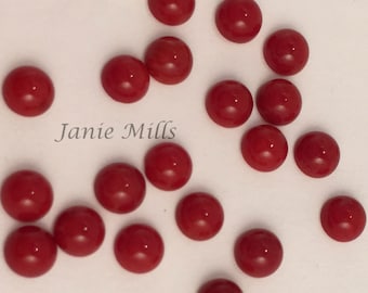 Red Coral 3mm 4mm 5mm or 6mm cabochon pkg of 2