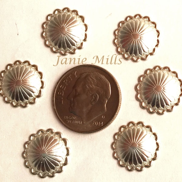 Sterling Concho 13 mm round stamped pkg of 2 or more