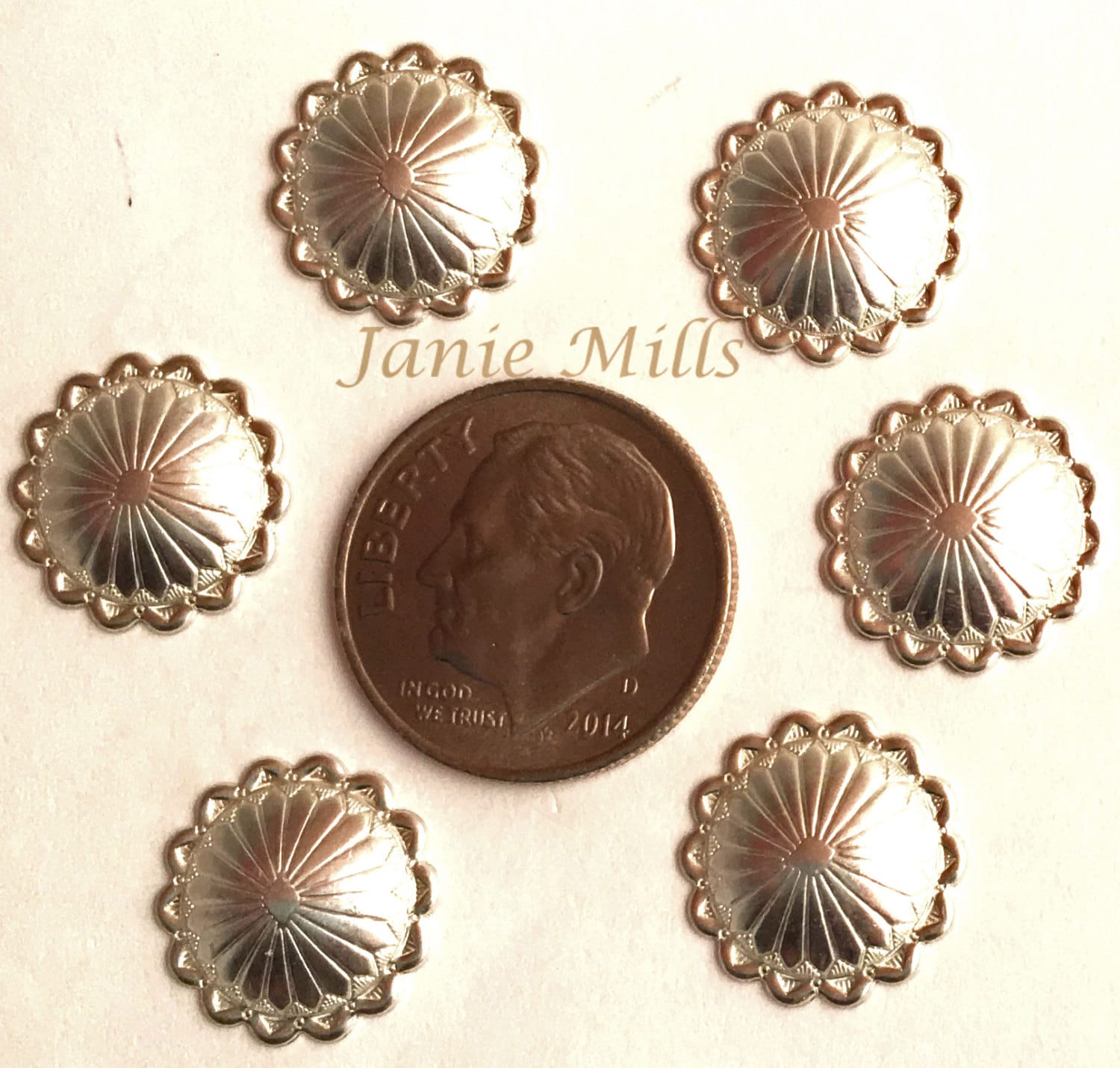 Sterling Silver Round Concho Disk 3/4 Set of 6 0054