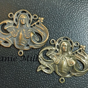 Rosary Center Link Medal Joan of Arc Bronze or White Bronze