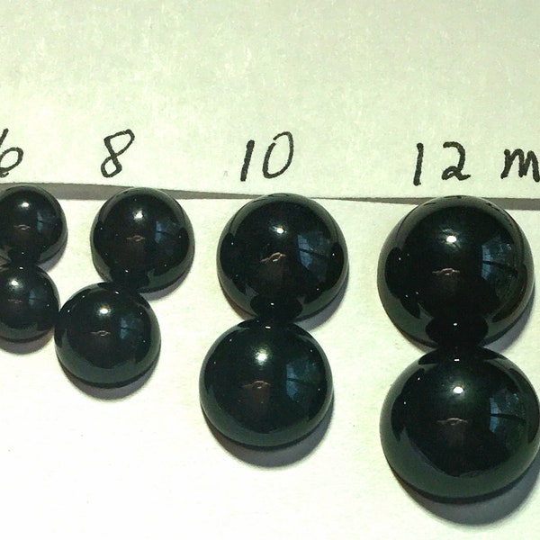 Onyx Black Cabochon smooth domed top round 3, 4, 5, 6, 8, 10, or 12mm