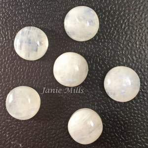 Moonstone Rainbow 4mm and 6mm round cabochon pkg of 2