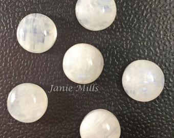 Moonstone Rainbow 4mm and 6mm round cabochon pkg of 2